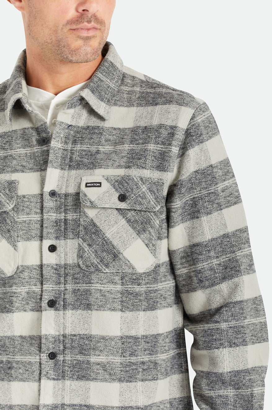 Black / Grey Men's Brixton Bowery Heavy Weight L/S Flannels | 150362-PBR