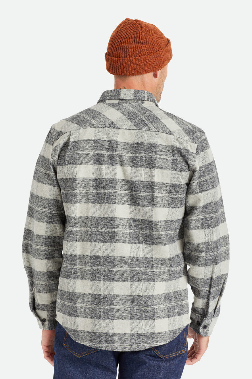 Black / Grey Men's Brixton Bowery Heavy Weight L/S Flannels | 150362-PBR