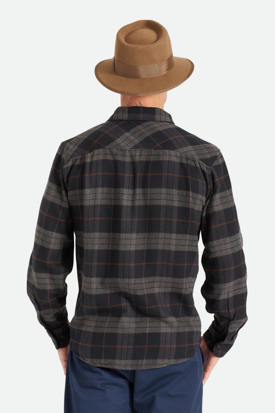 Black / Grey Men's Brixton Bowery L/S Flannels | 786913-MDI