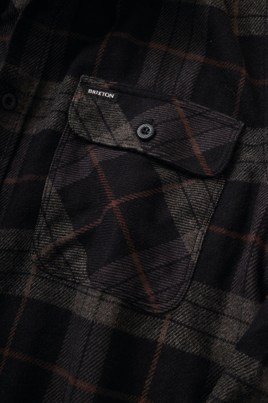 Black / Grey Men's Brixton Bowery L/S Flannels | 786913-MDI