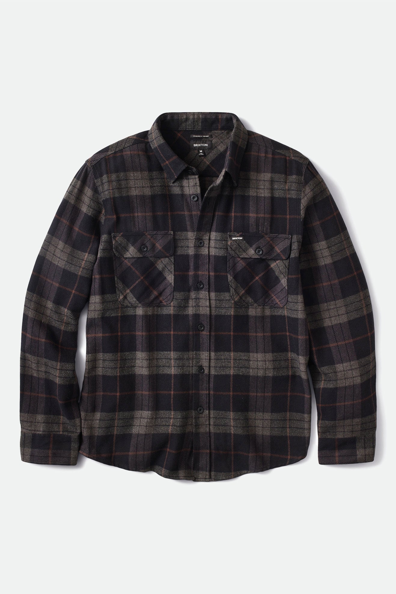 Black / Grey Men's Brixton Bowery L/S Flannels | 786913-MDI