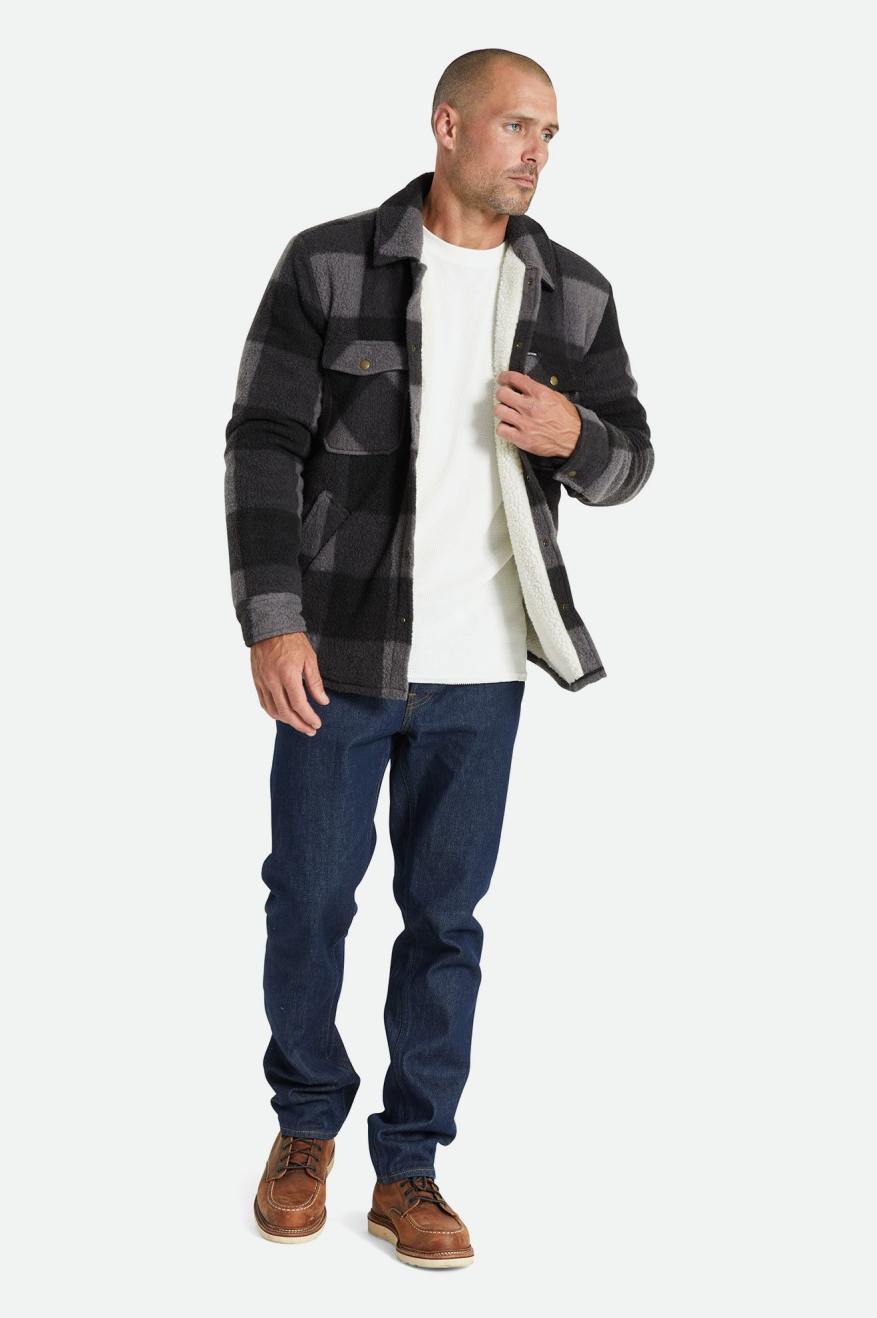 Black / Grey Men's Brixton Durham Arctic Stretch Fleece Jackets | 591308-ITS