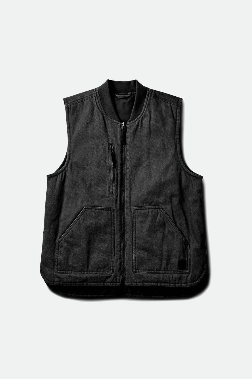 Black Men's Brixton Abraham Reversible Vest Jackets | 689214-RLH