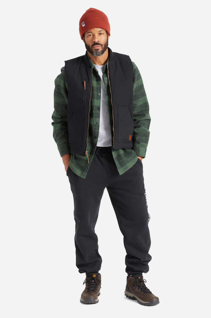 Black Men's Brixton Abraham Reversible Vest Jackets | 689214-RLH