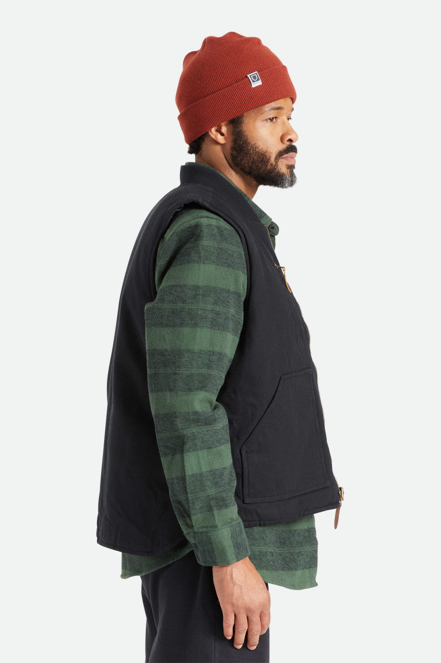 Black Men's Brixton Abraham Reversible Vest Jackets | 689214-RLH