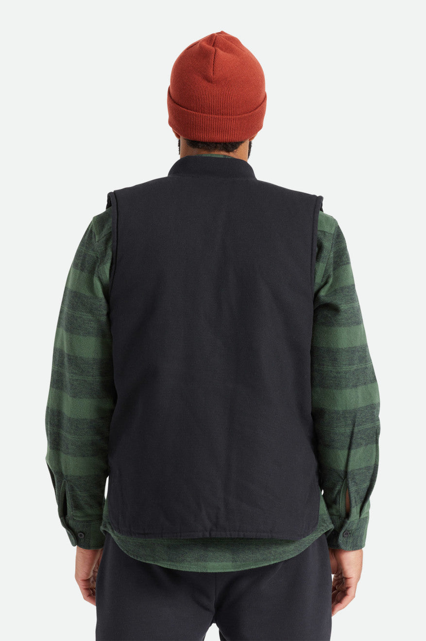 Black Men's Brixton Abraham Reversible Vest Jackets | 689214-RLH