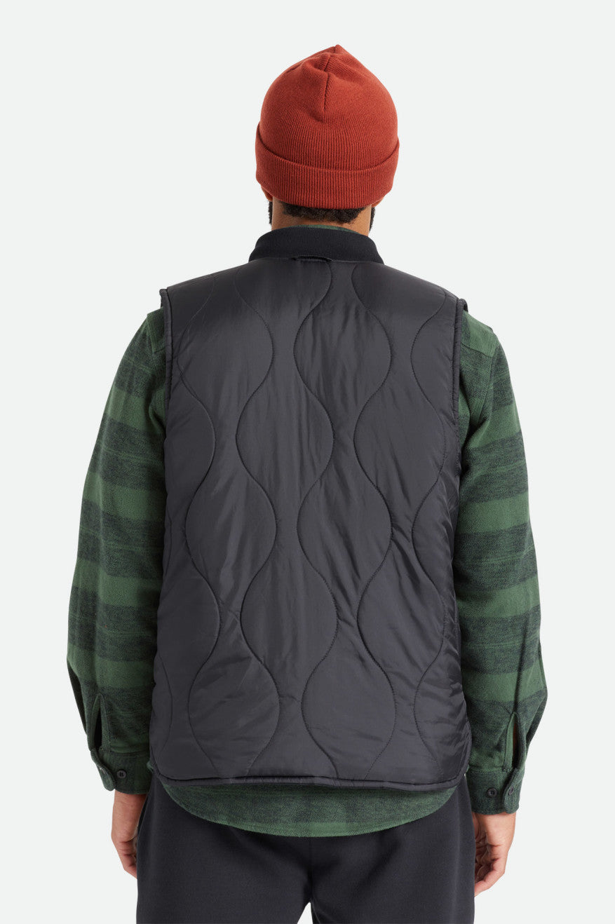 Black Men's Brixton Abraham Reversible Vest Jackets | 689214-RLH