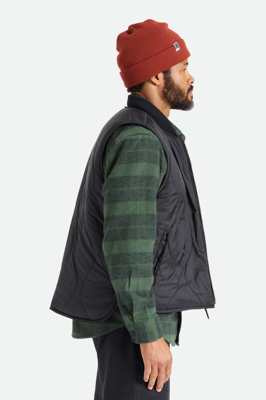 Black Men's Brixton Abraham Reversible Vest Jackets | 689214-RLH