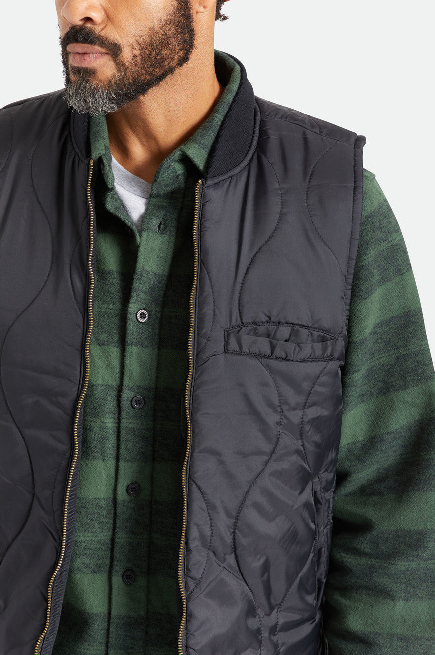 Black Men's Brixton Abraham Reversible Vest Jackets | 689214-RLH