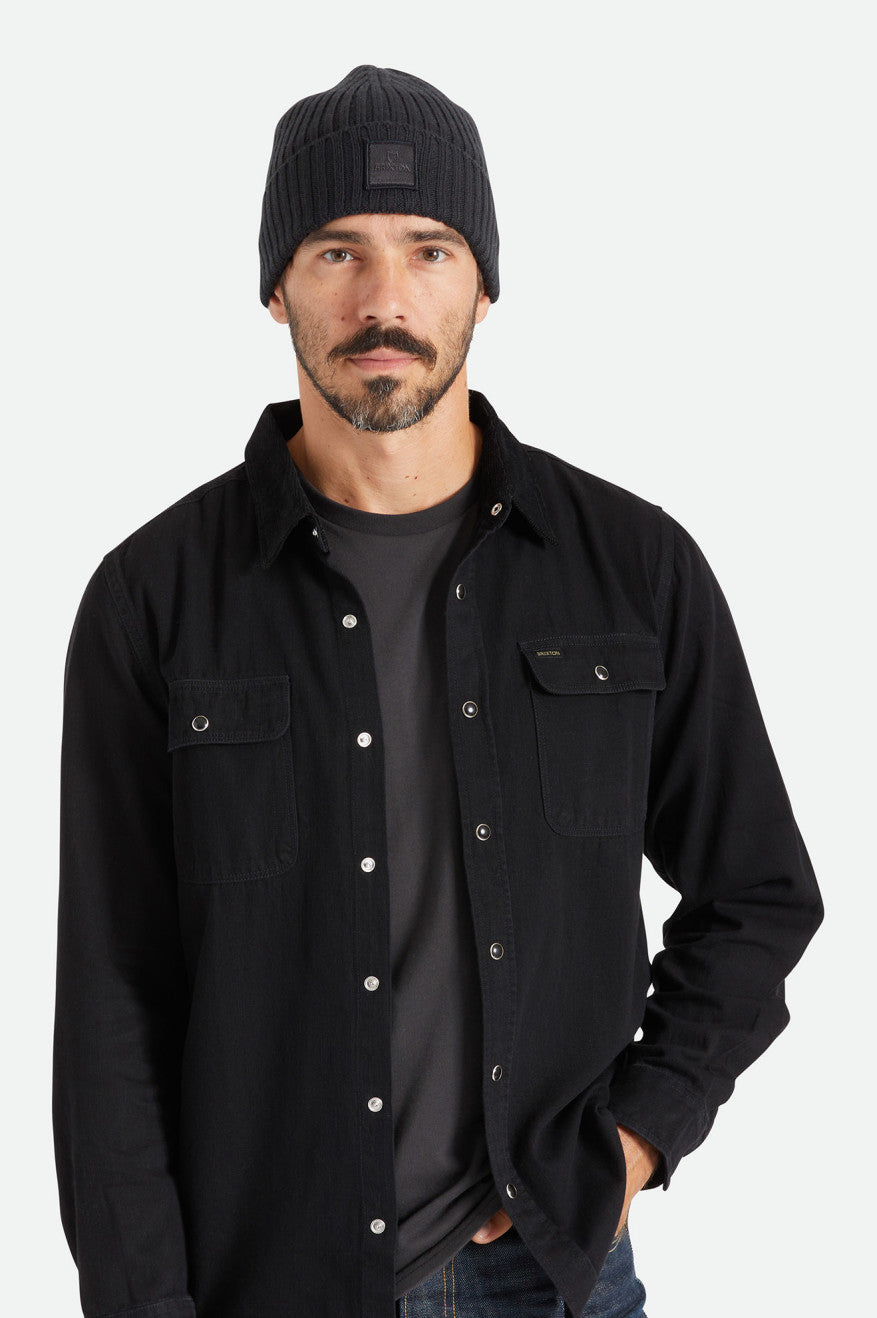 Black Men's Brixton Alpha Square Merino Wool Beanie | 895621-XWH