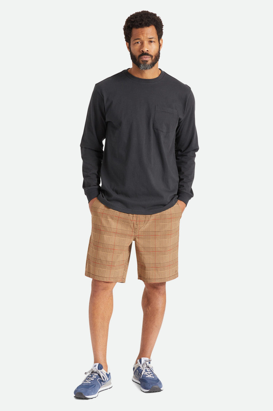 Black Men's Brixton Basic L/S Pocket Tops | 187402-ADM