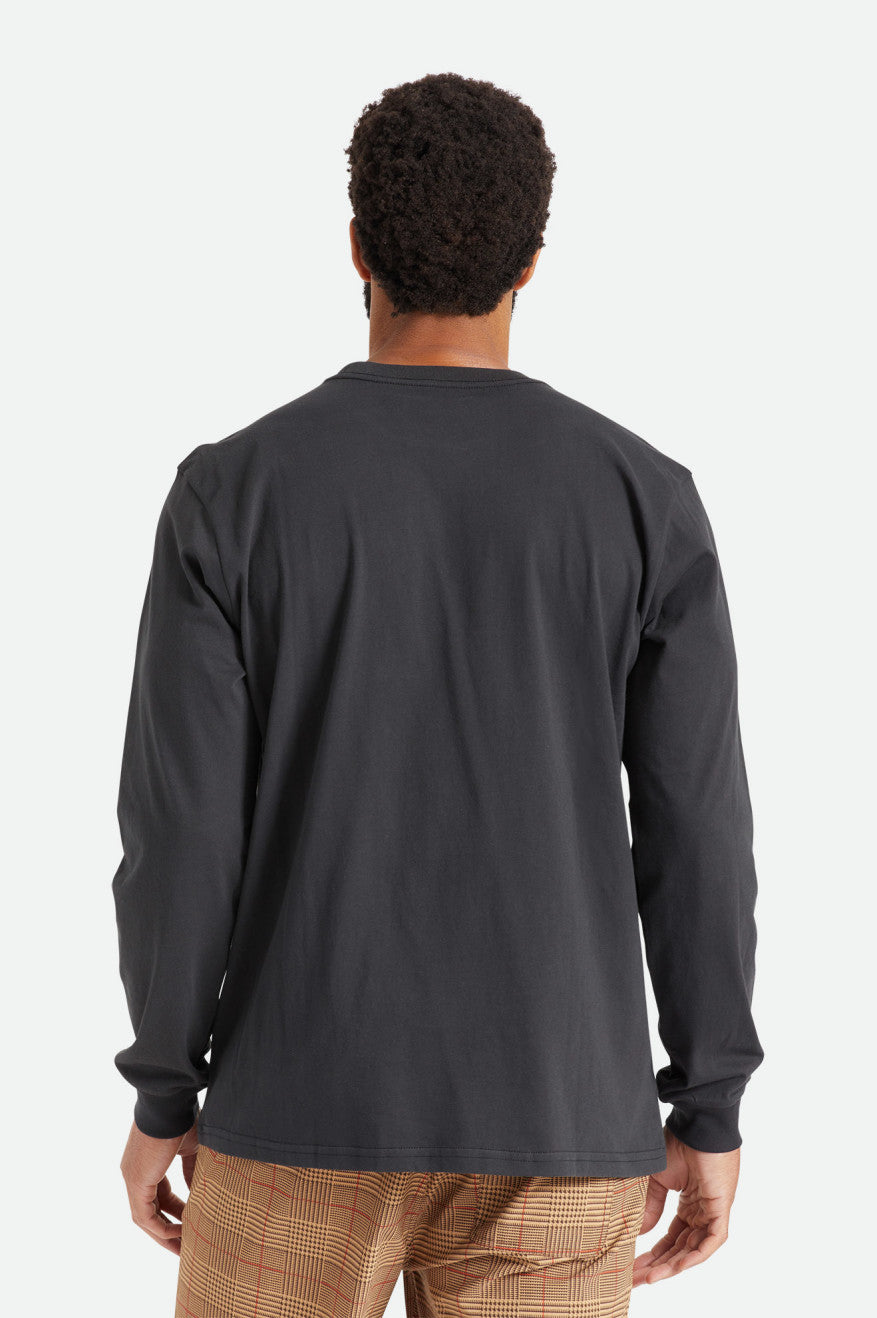 Black Men's Brixton Basic L/S Pocket Tops | 187402-ADM