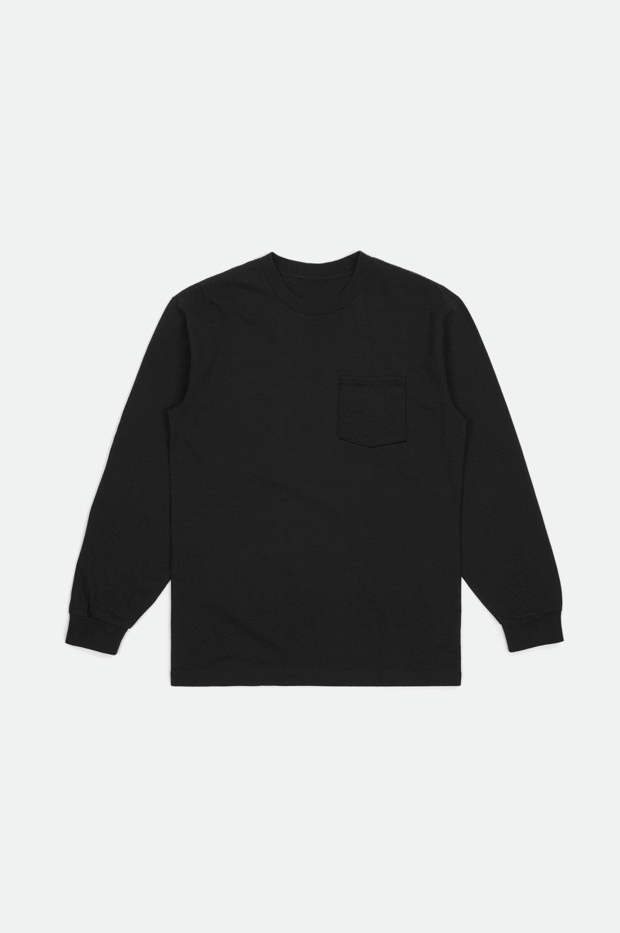 Black Men's Brixton Basic L/S Pocket Tops | 187402-ADM