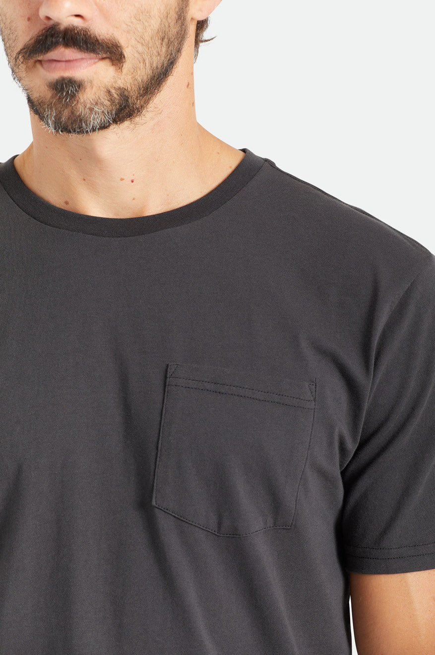 Black Men's Brixton Basic S/S Pocket Tops | 362407-CNM