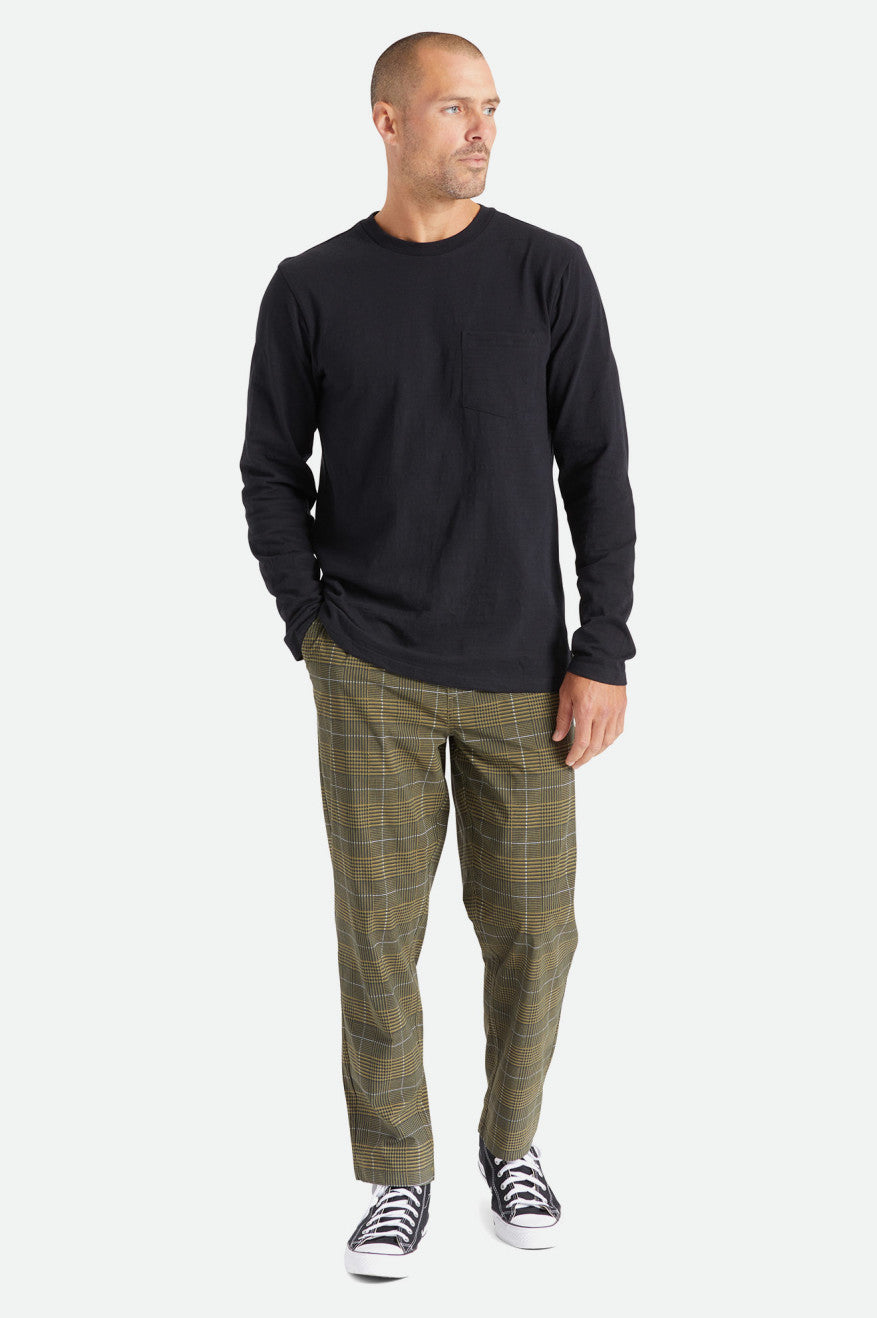 Black Men's Brixton Basic Slub L/S Pocket Knitwear | 013469-FSN