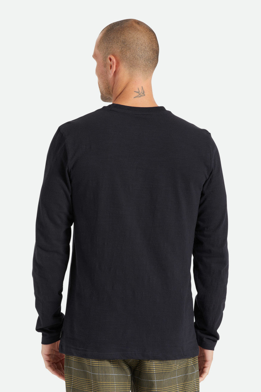 Black Men's Brixton Basic Slub L/S Pocket Knitwear | 013469-FSN