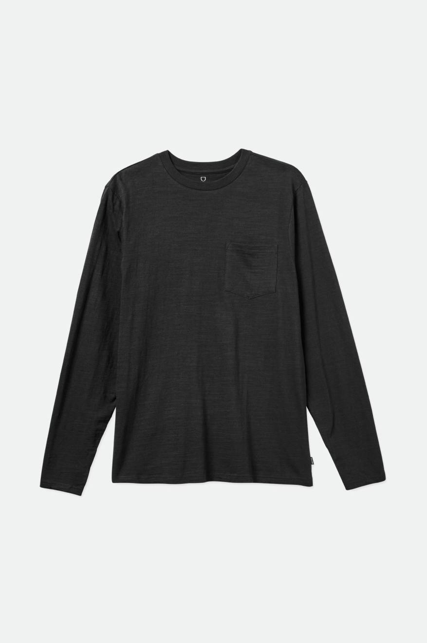 Black Men's Brixton Basic Slub L/S Pocket Knitwear | 013469-FSN