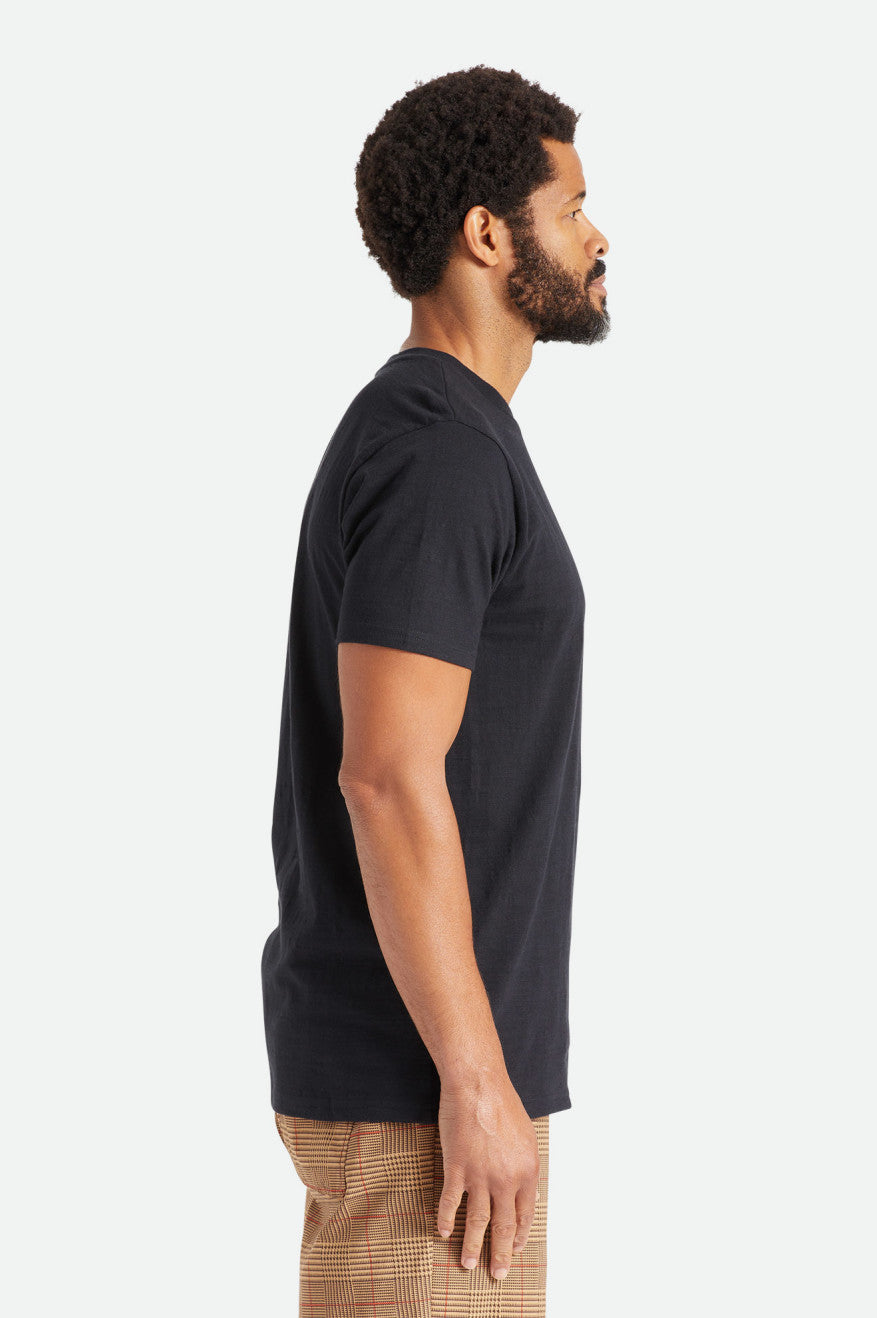 Black Men's Brixton Basic Slub S/S Pocket Tops | 148076-PAL