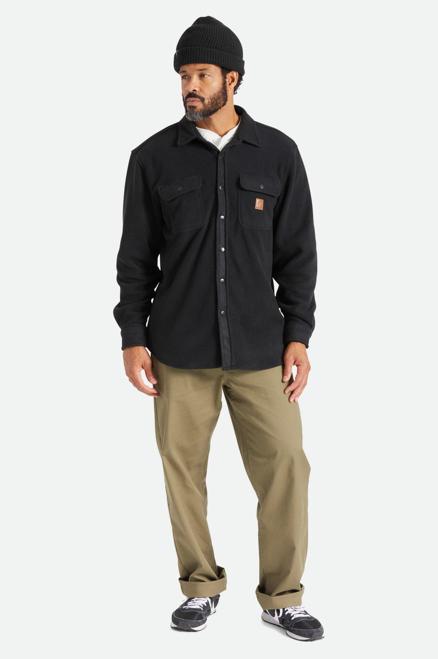 Black Men's Brixton Bowery L/S Arctic Stretch Fleece Wovens | 385074-ENO