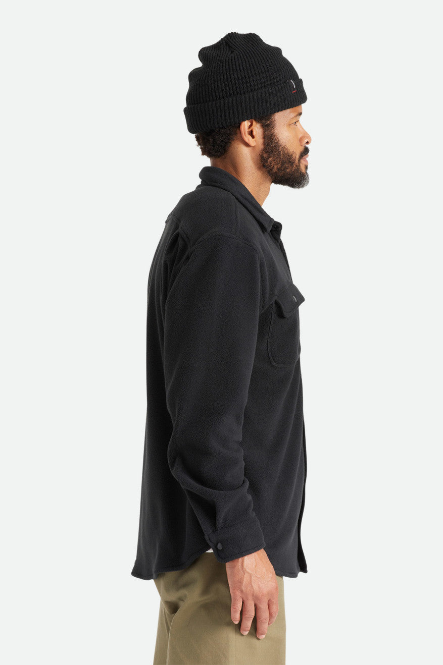 Black Men's Brixton Bowery L/S Arctic Stretch Fleece Wovens | 385074-ENO