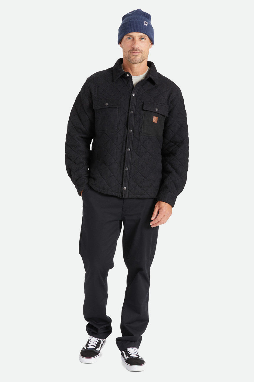 Black Men's Brixton Cass Quilted Fleece Jackets | 179438-PEF