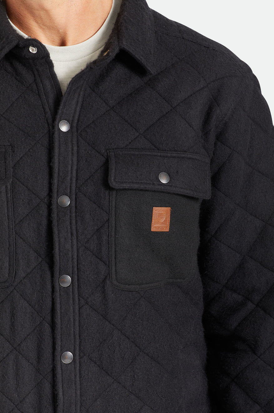 Black Men's Brixton Cass Quilted Fleece Jackets | 179438-PEF