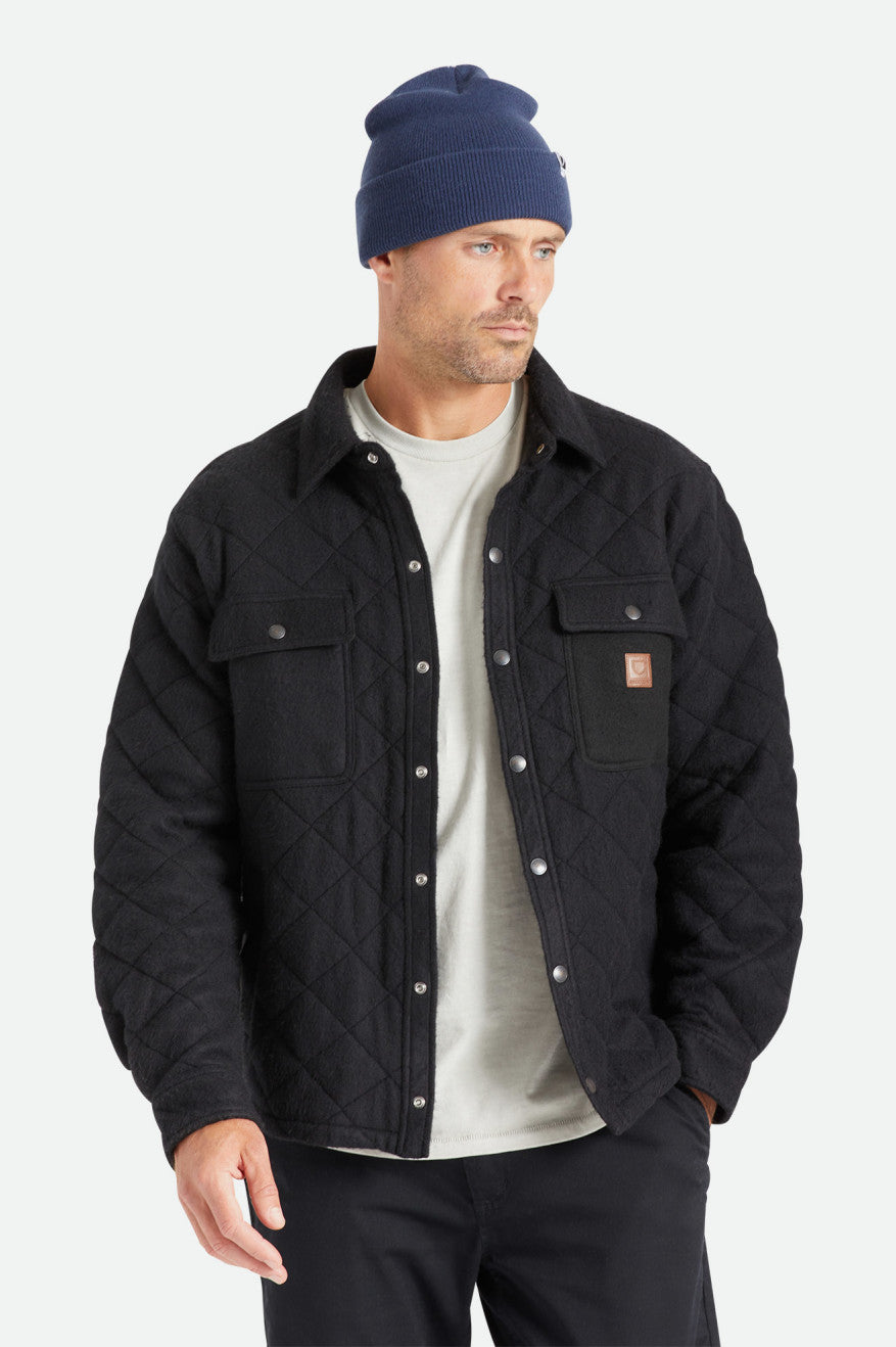 Black Men's Brixton Cass Quilted Fleece Jackets | 179438-PEF