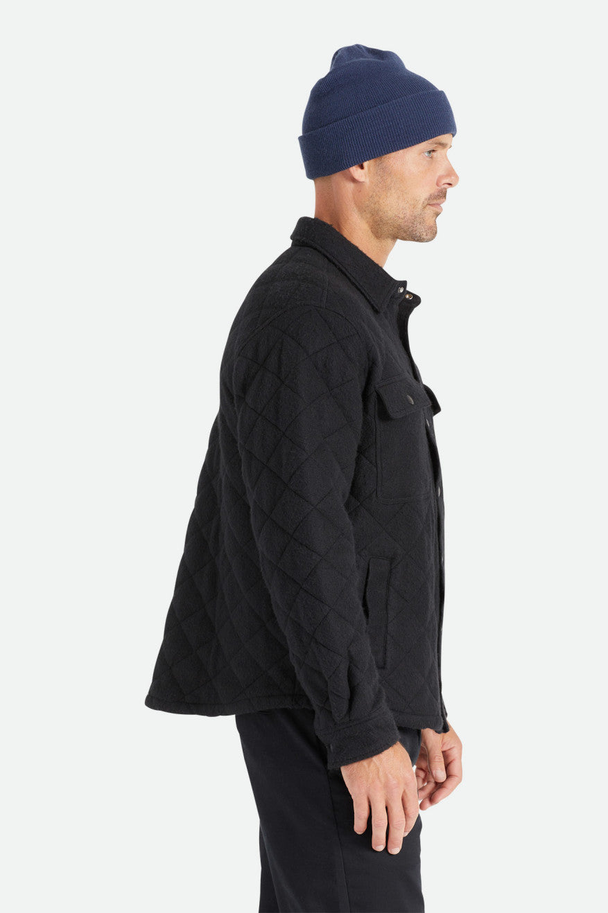 Black Men's Brixton Cass Quilted Fleece Jackets | 179438-PEF