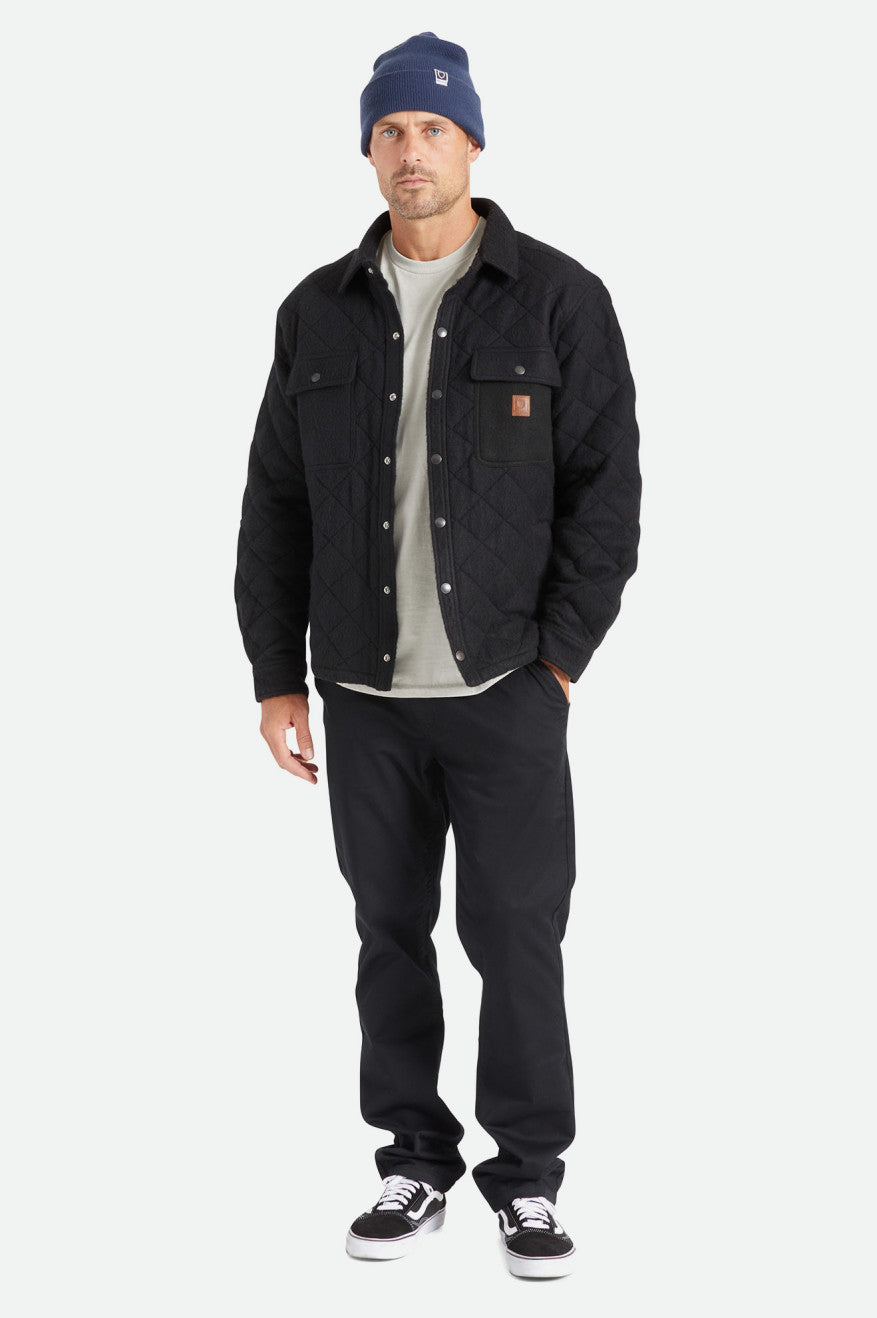 Black Men's Brixton Cass Quilted Fleece Jackets | 179438-PEF