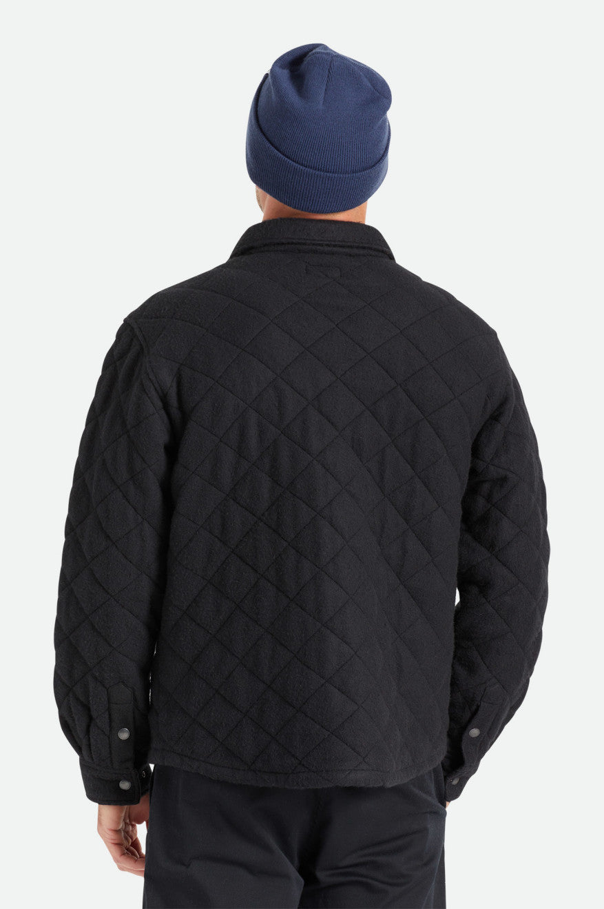 Black Men's Brixton Cass Quilted Fleece Jackets | 179438-PEF