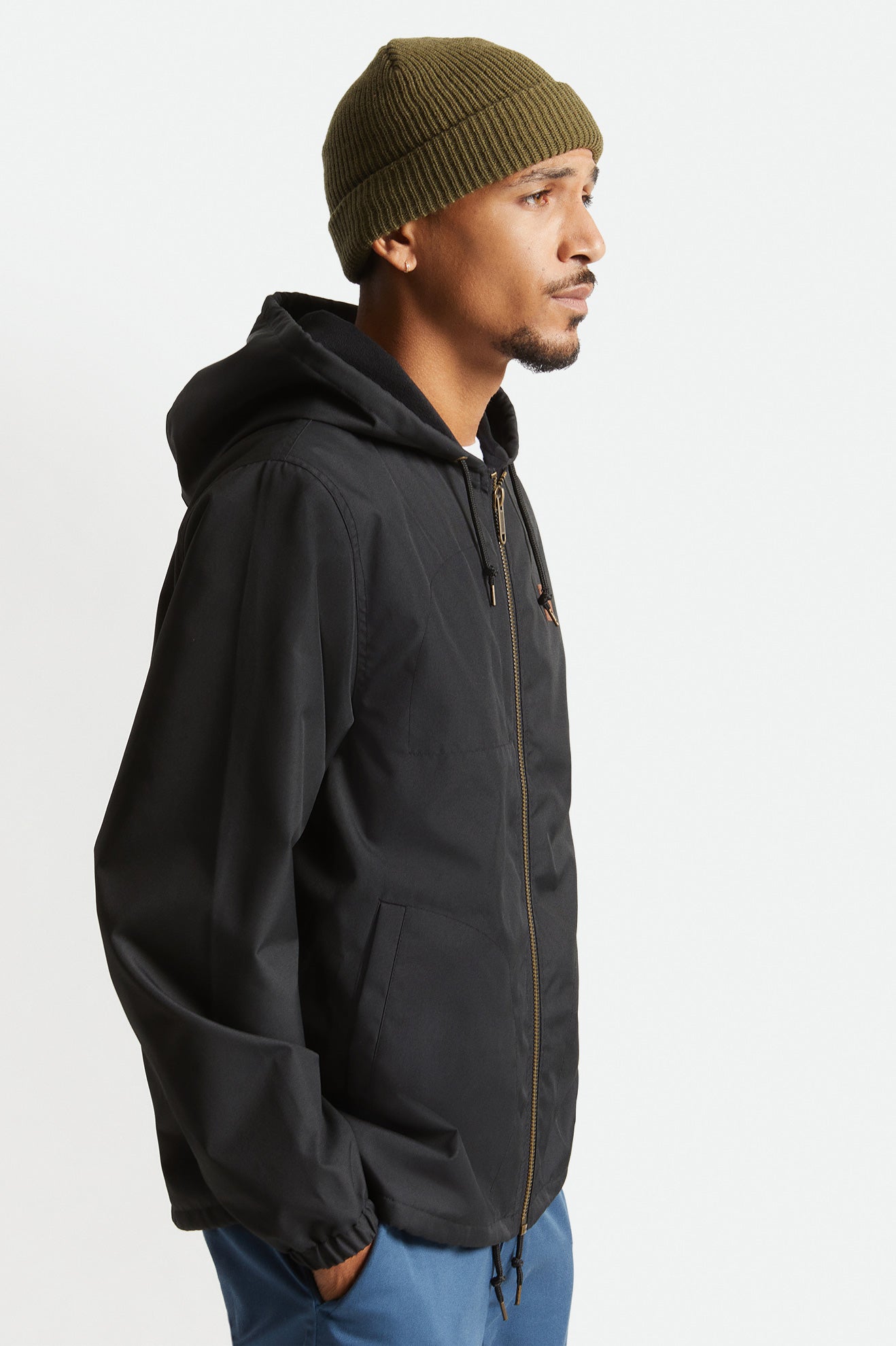 Black Men's Brixton Claxton Beta Zip Jackets | 602794-OVH