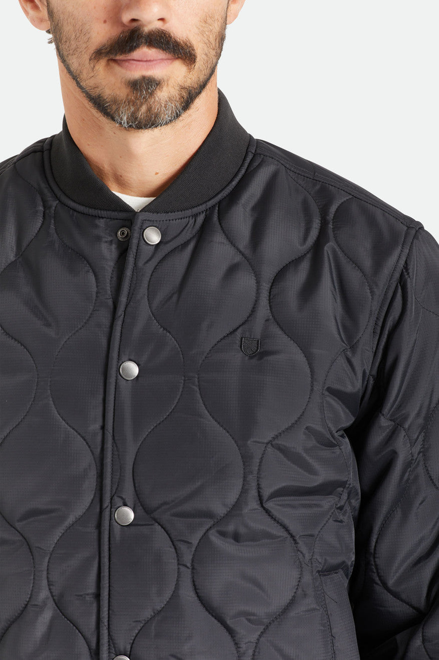 Black Men's Brixton Dillinger Quilted Bomber Jackets | 213807-KGD