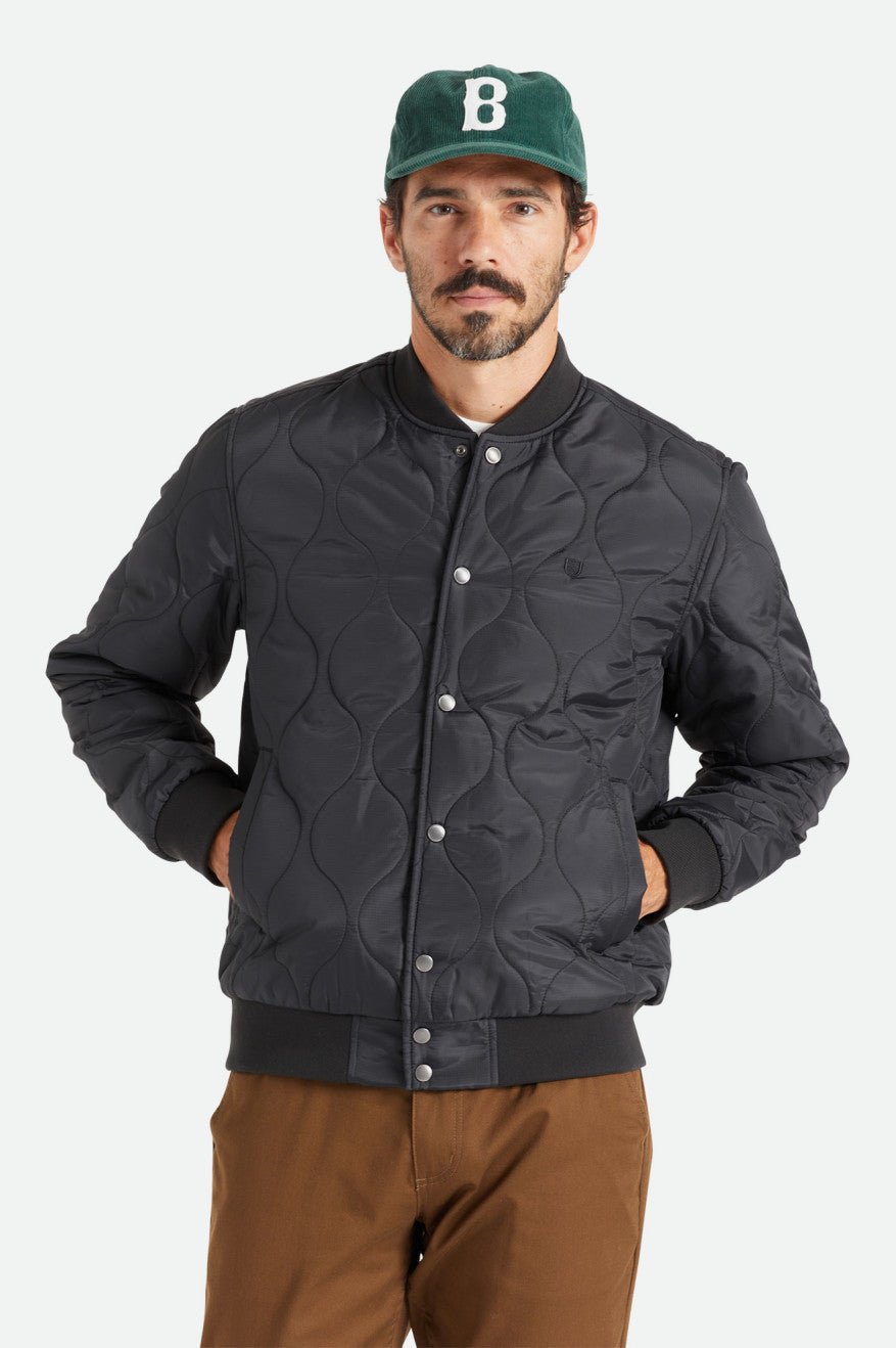 Black Men's Brixton Dillinger Quilted Bomber Jackets | 213807-KGD