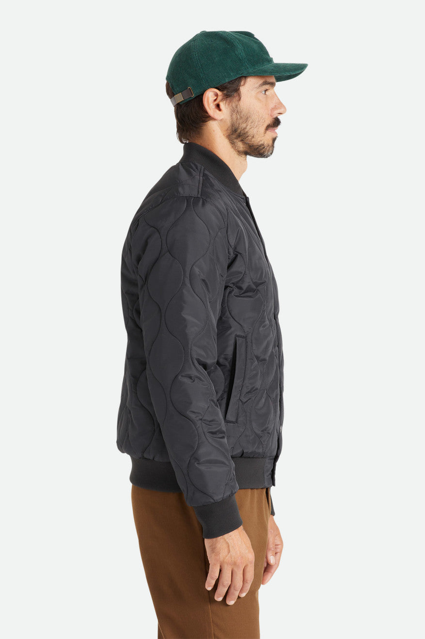 Black Men's Brixton Dillinger Quilted Bomber Jackets | 213807-KGD