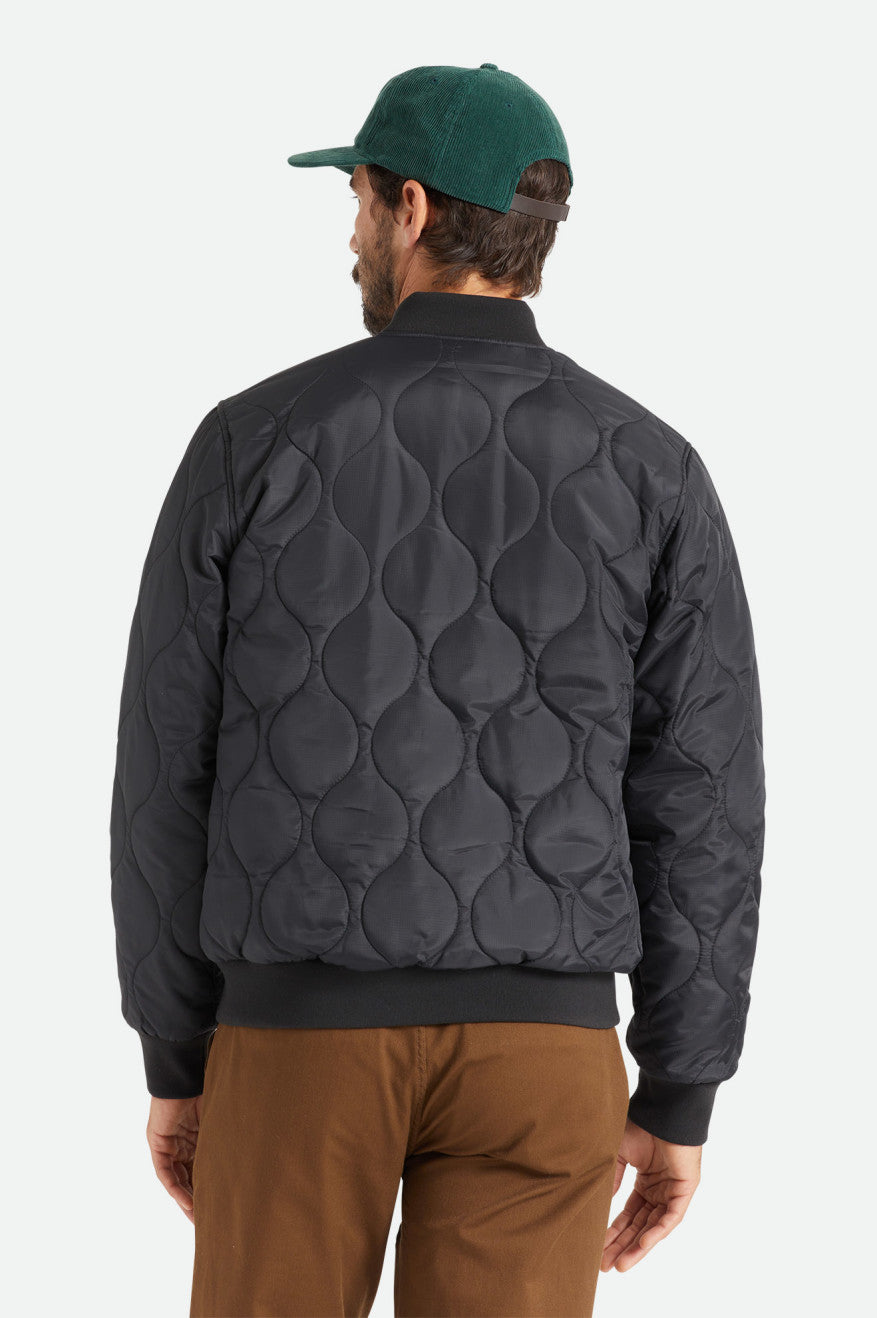 Black Men's Brixton Dillinger Quilted Bomber Jackets | 213807-KGD