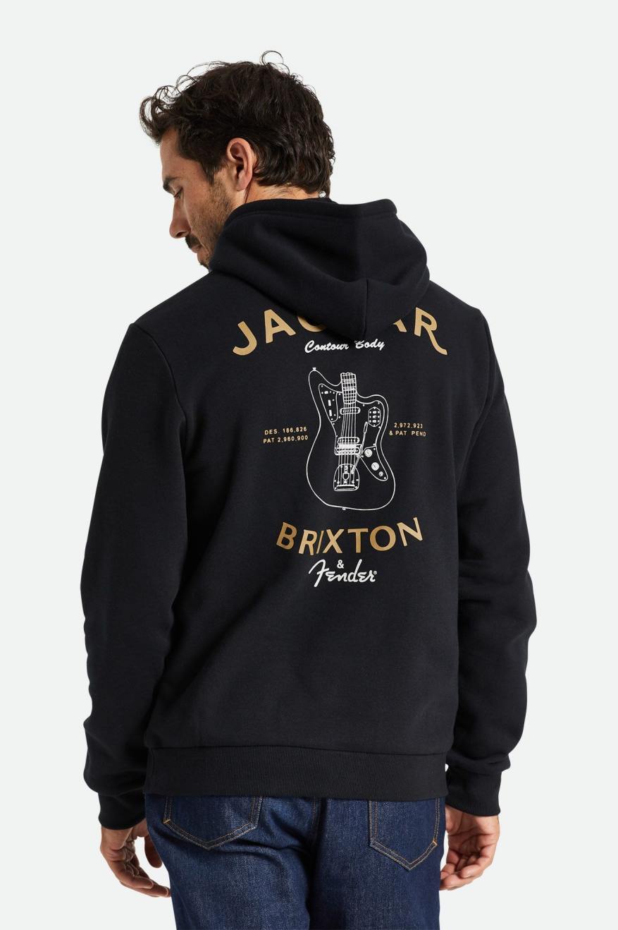 Black Men's Brixton Fender Jaguar Claws Hoodie | 481326-XZP