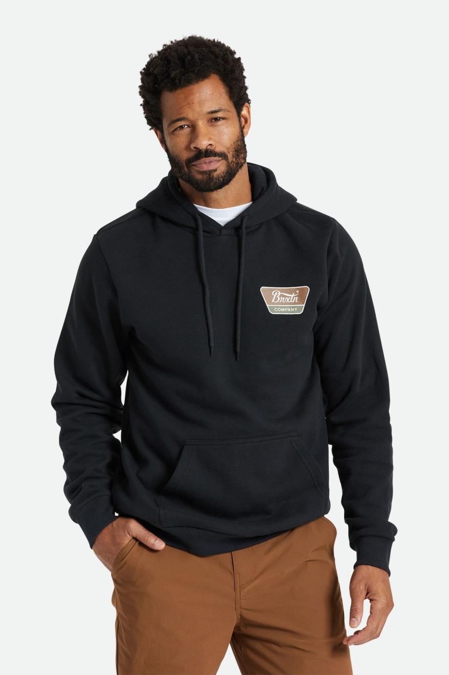 Black Men\'s Brixton Linwood Hoodie | 237684-ODP