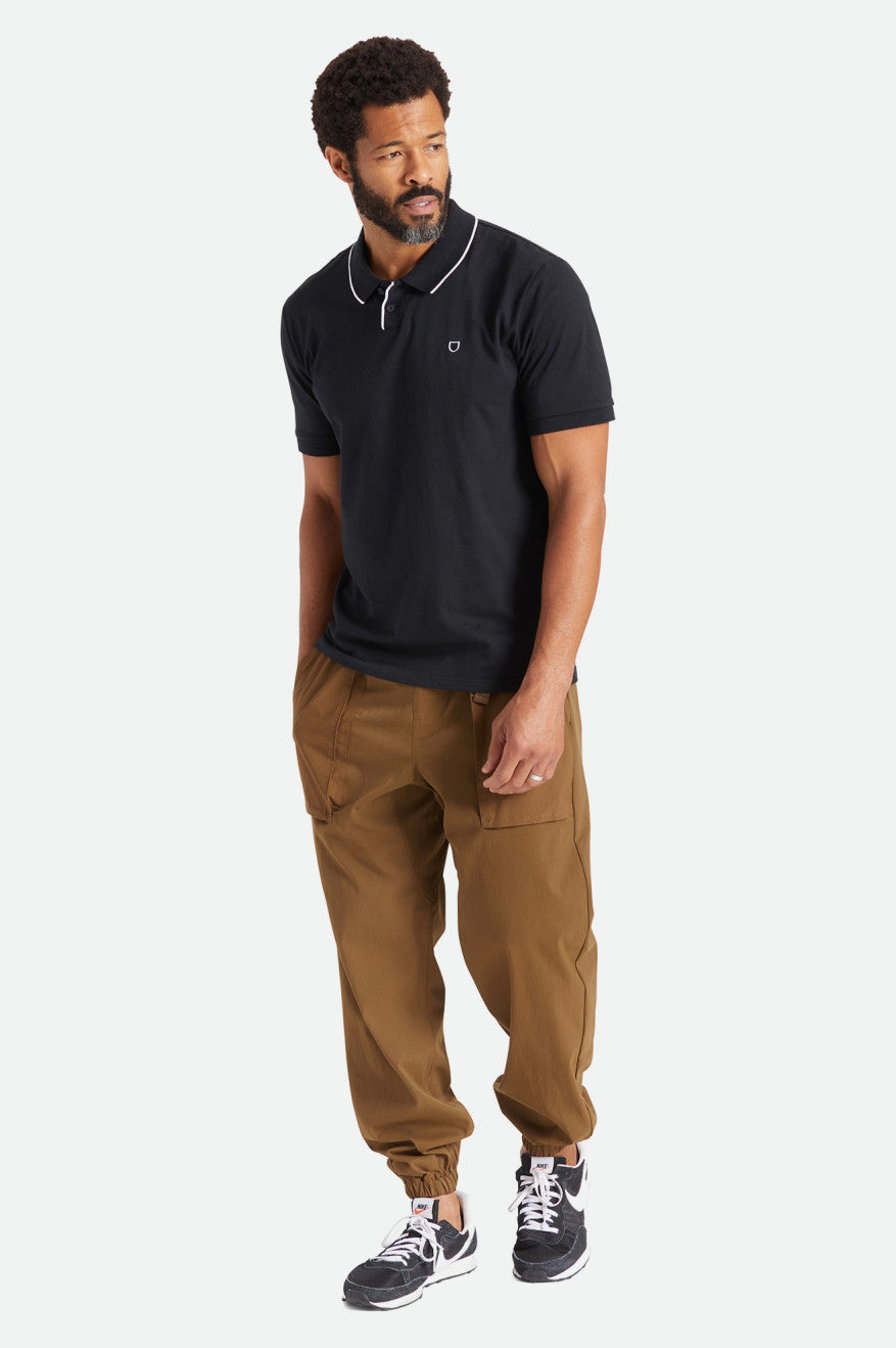 Black Men's Brixton Proper S/S Polo Knitwear | 059687-APH