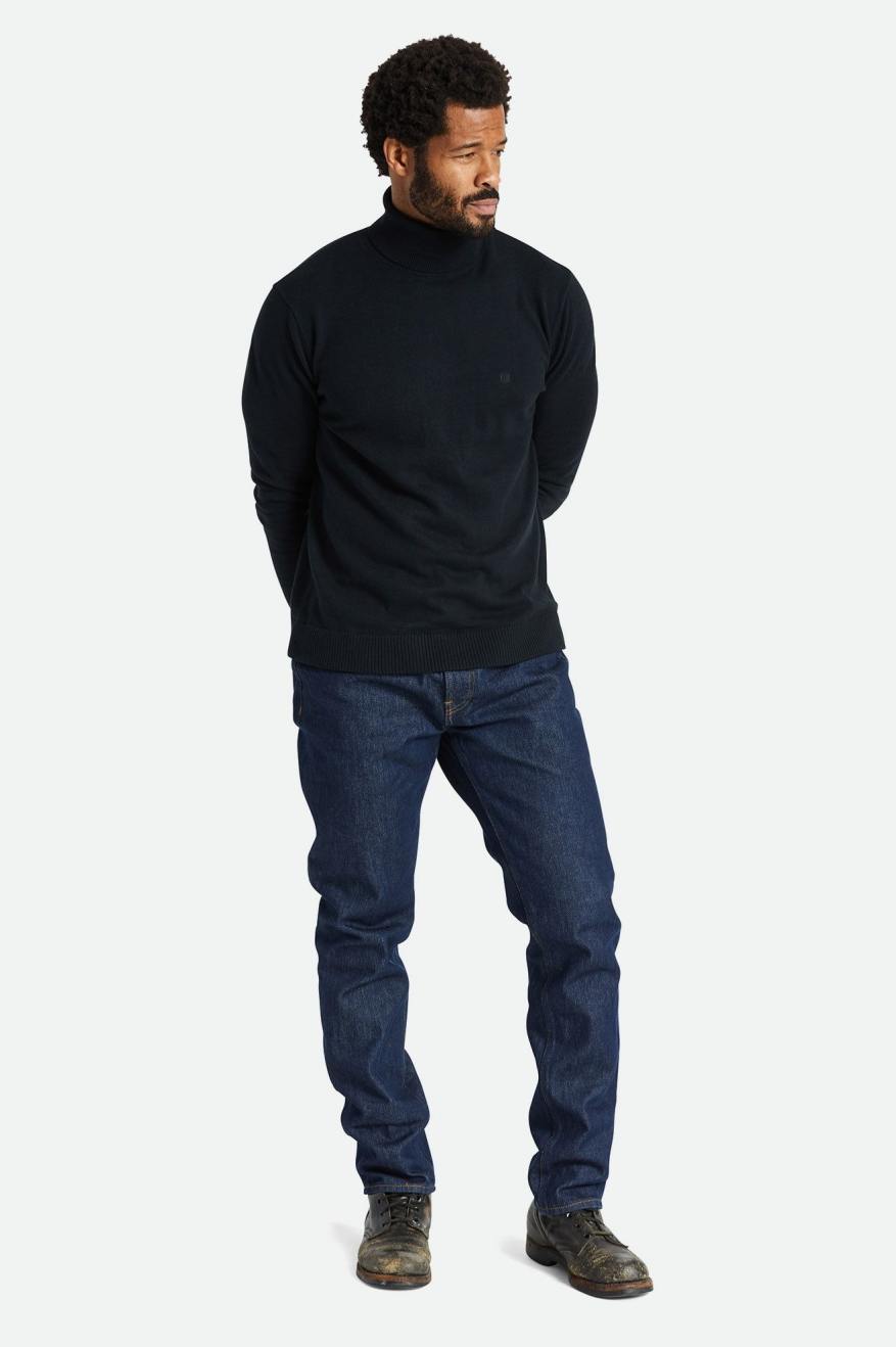 Black Men's Brixton Reserve Cashmere L/S Turtleneck Knitwear | 530981-LUJ