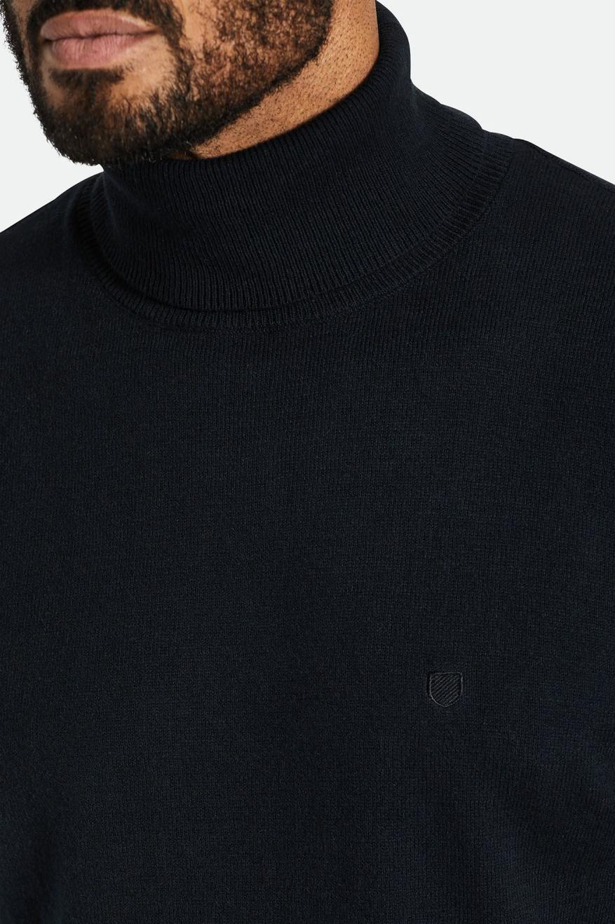 Black Men's Brixton Reserve Cashmere L/S Turtleneck Knitwear | 530981-LUJ