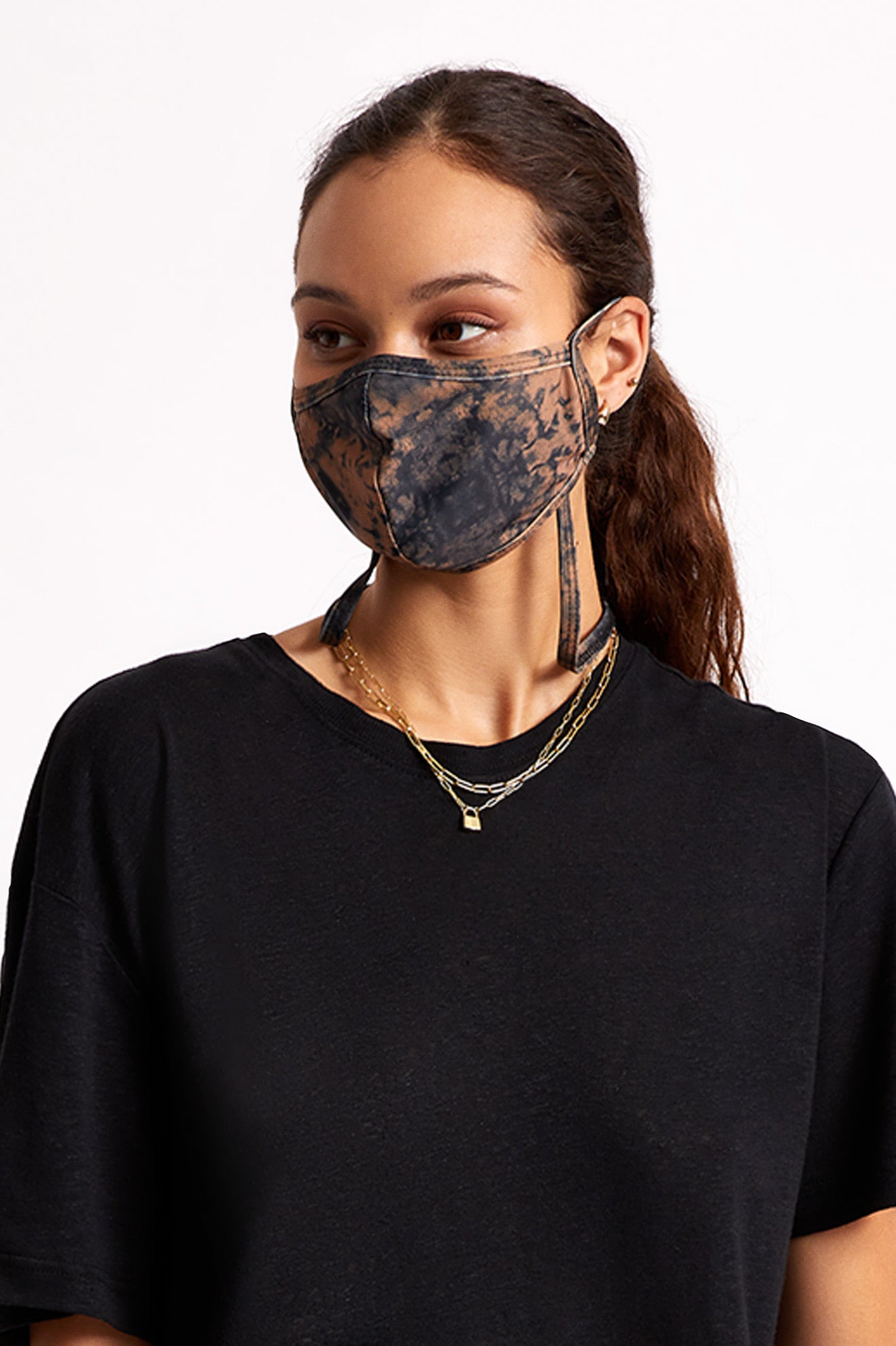 Black Orange Wash Unisex Brixton Everything Face Masks | 430297-XJI