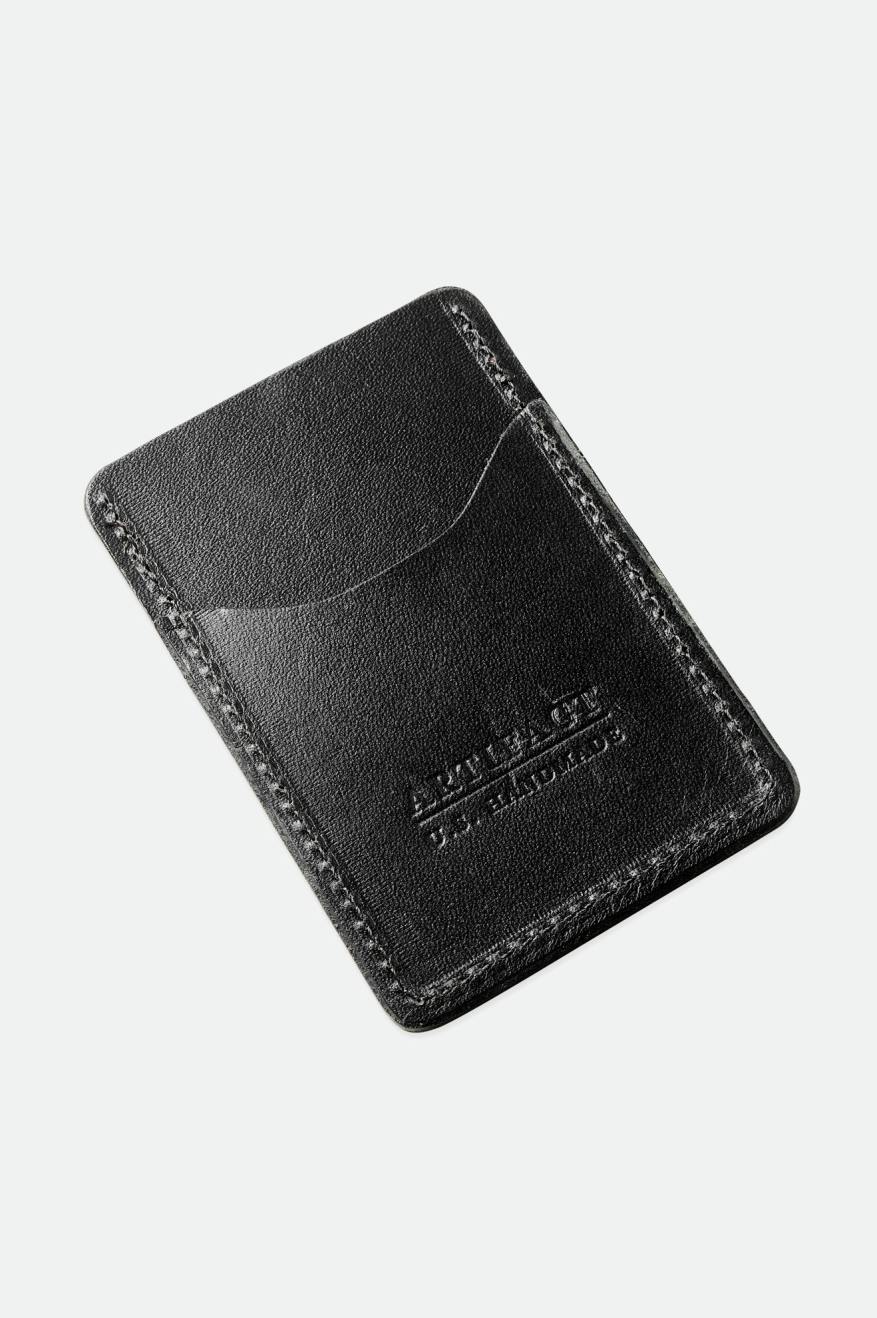 Black Unisex Brixton Artifact Leather Card Holder Wallet Accessories | 435728-UMH