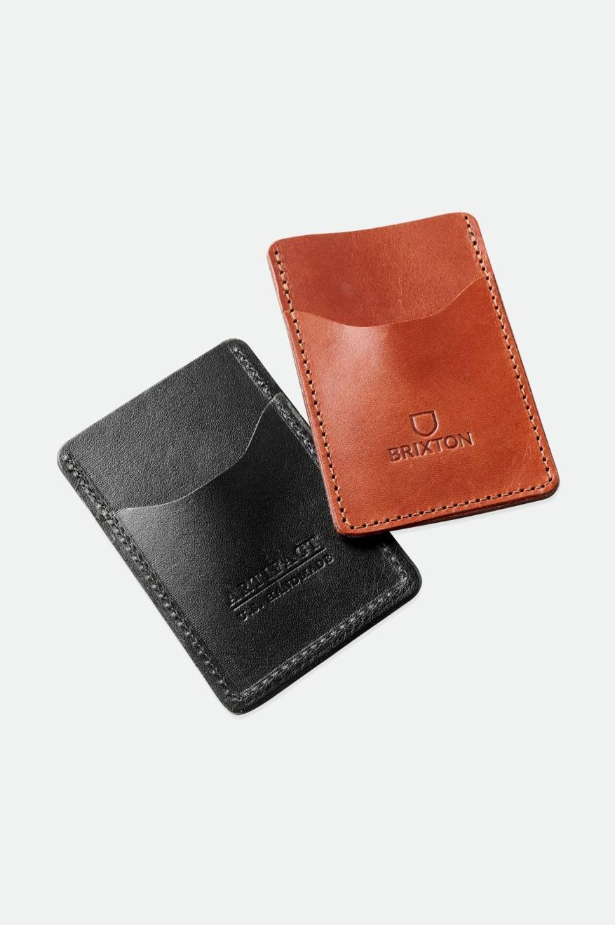 Black Unisex Brixton Artifact Leather Card Holder Wallet Accessories | 435728-UMH