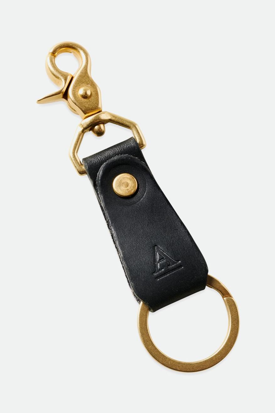 Black Unisex Brixton Artifact Leather Key Clip Accessories | 365107-HPF