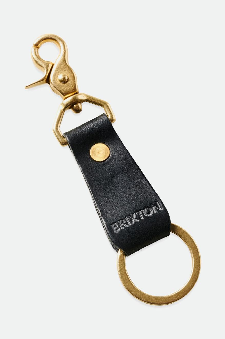 Black Unisex Brixton Artifact Leather Key Clip Accessories | 365107-HPF