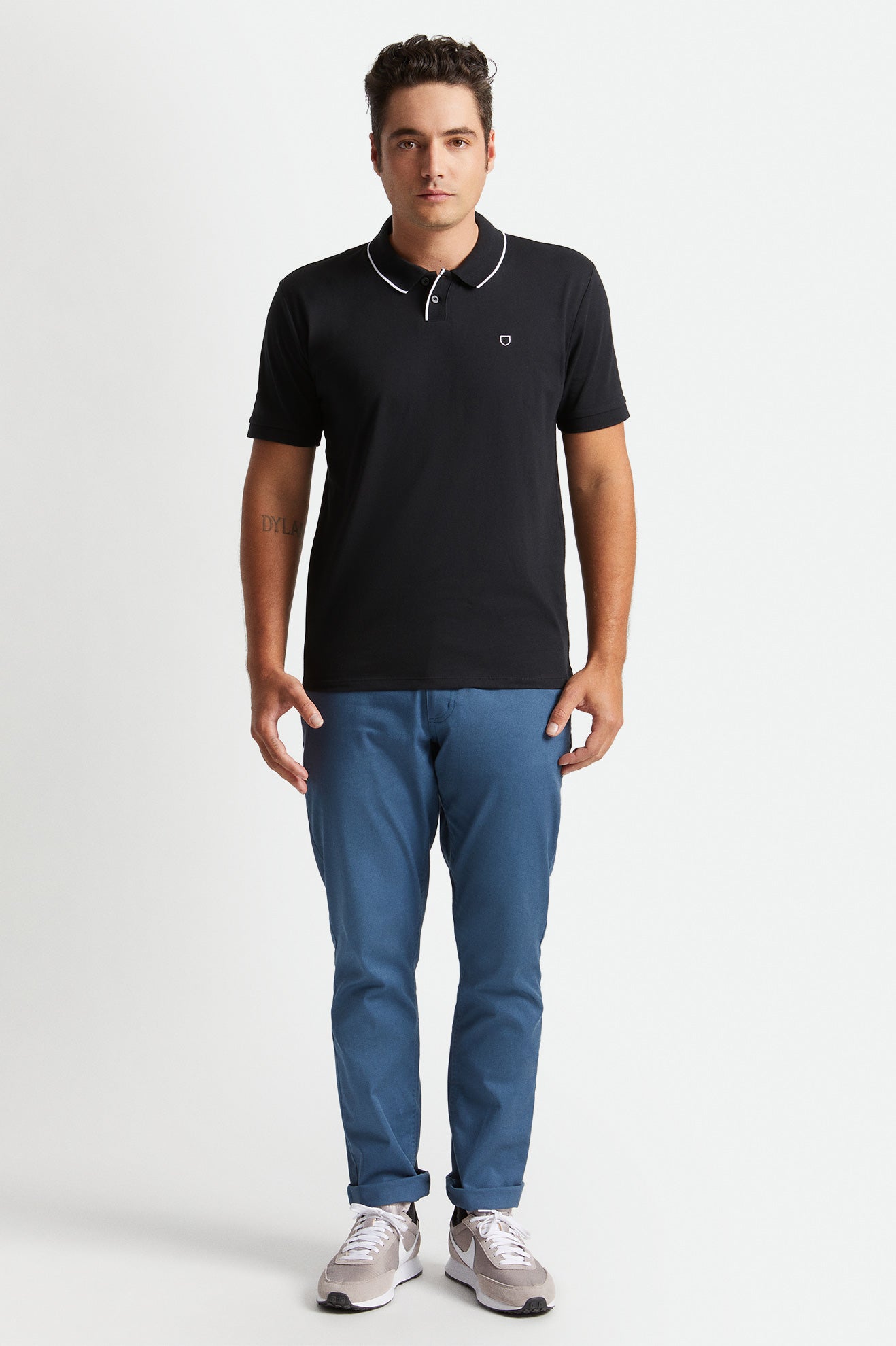 Black / White Men's Brixton Proper S/S Polo Knitwear | 904178-JCW