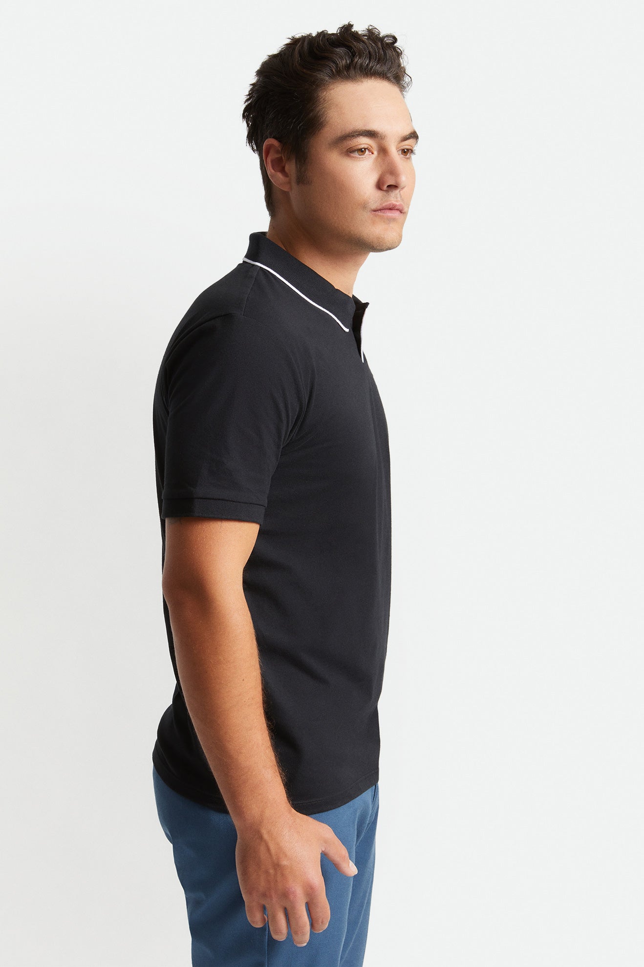 Black / White Men's Brixton Proper S/S Polo Knitwear | 904178-JCW