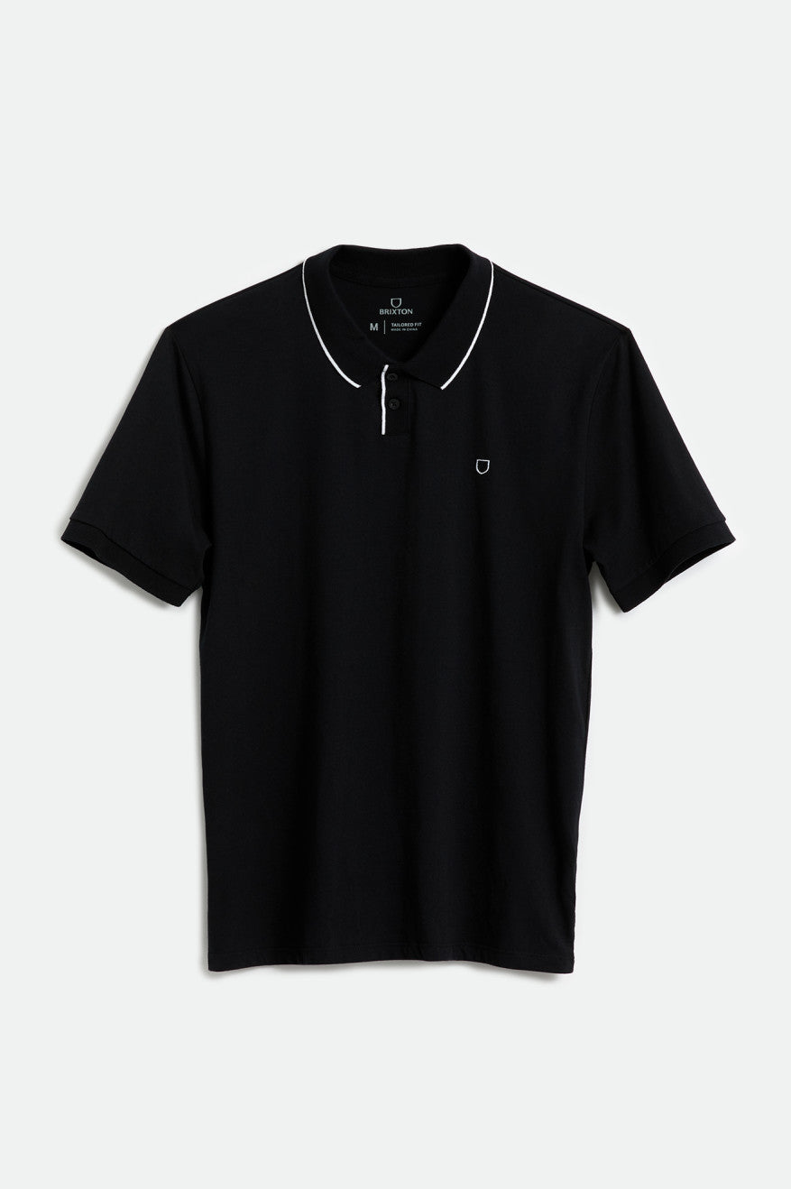 Black / White Men's Brixton Proper S/S Polo Knitwear | 904178-JCW