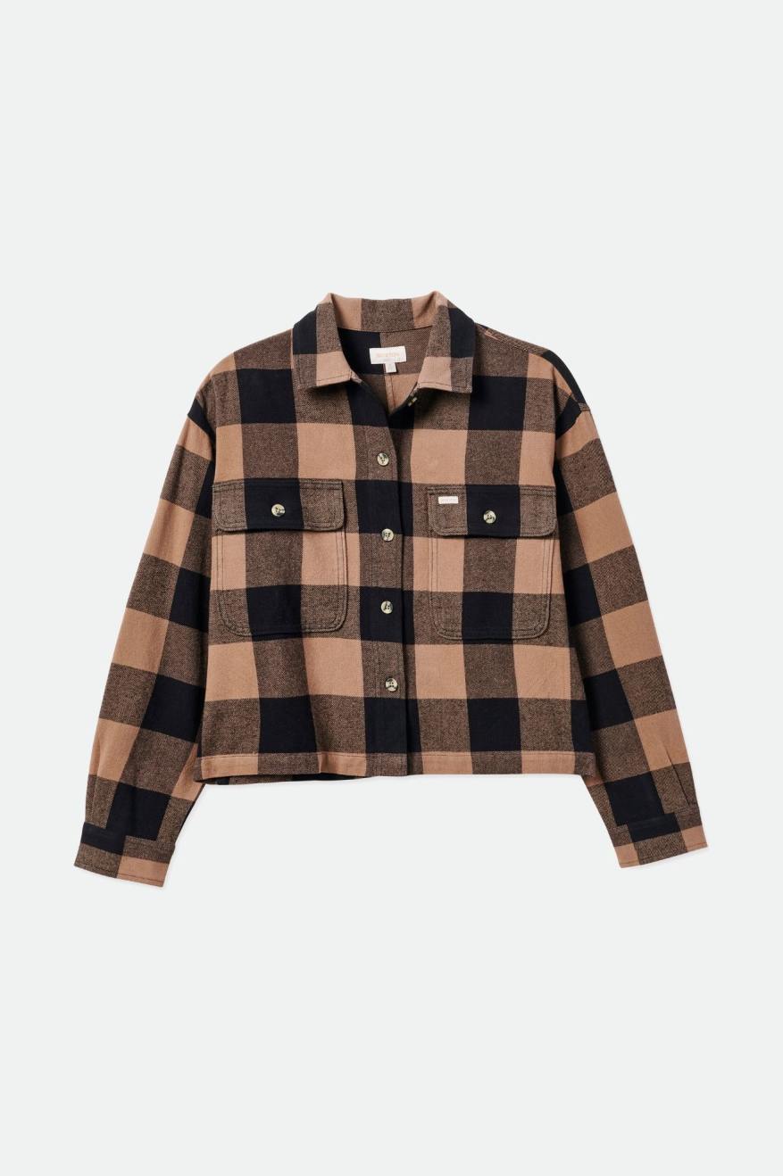 Black Women's Brixton Bowery L/S Flannels | 183260-TVU