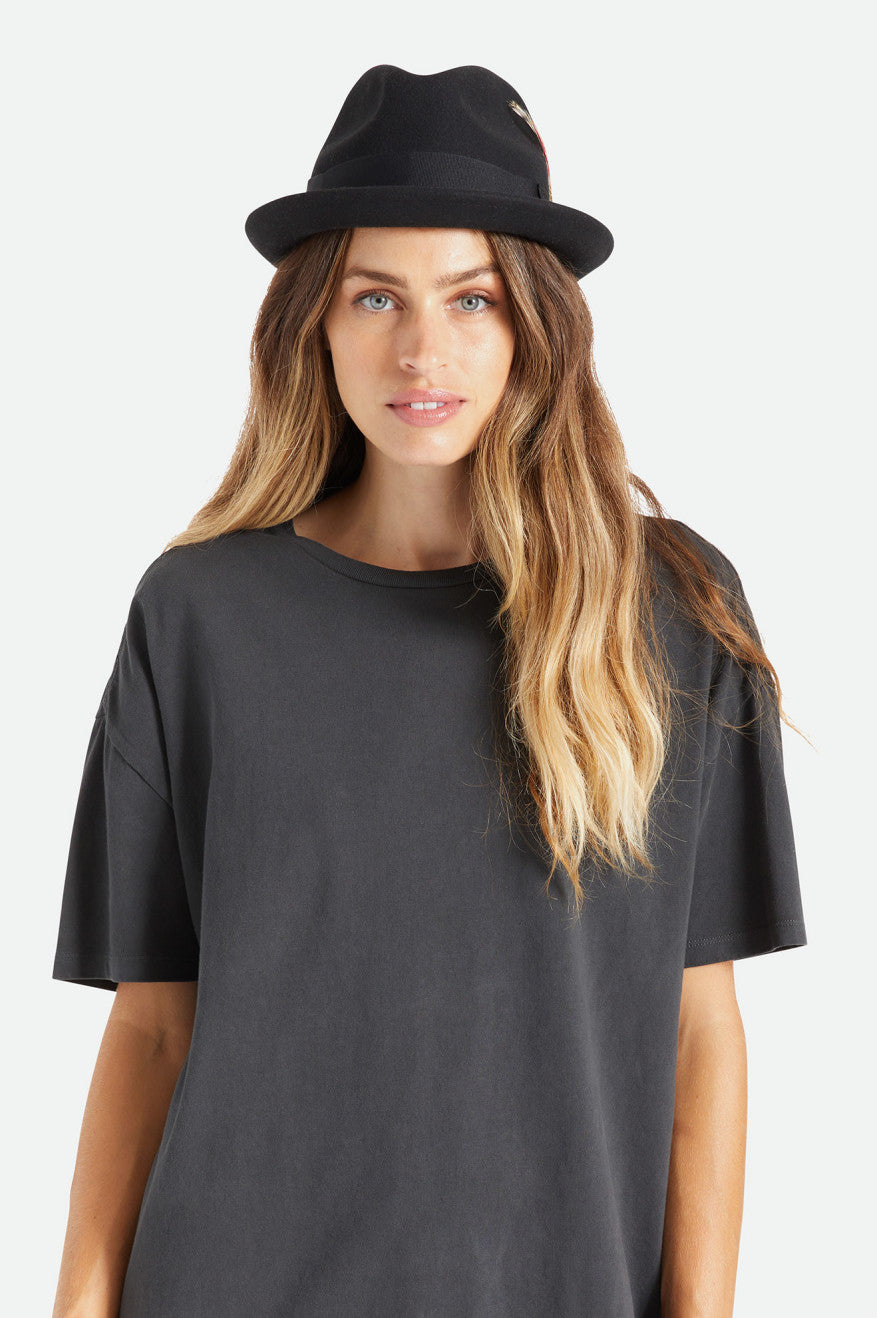 Black Women's Brixton Gain Fedora Fedoras | 809546-LIK